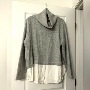 LOFT Grey Turtleneck Sweater with Shirt Bottom
